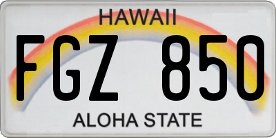 HI license plate FGZ850