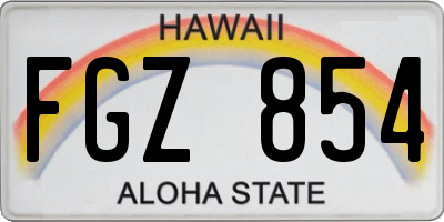 HI license plate FGZ854