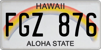 HI license plate FGZ876