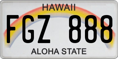 HI license plate FGZ888