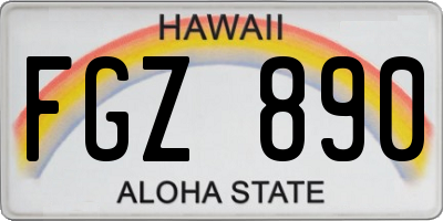 HI license plate FGZ890