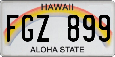 HI license plate FGZ899