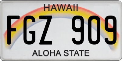 HI license plate FGZ909