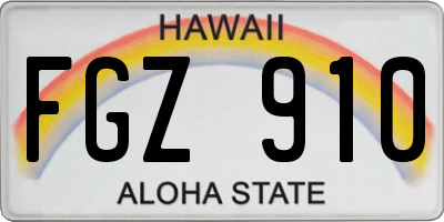 HI license plate FGZ910