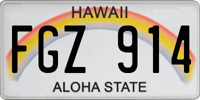 HI license plate FGZ914
