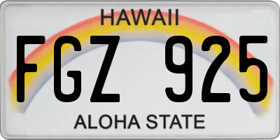 HI license plate FGZ925