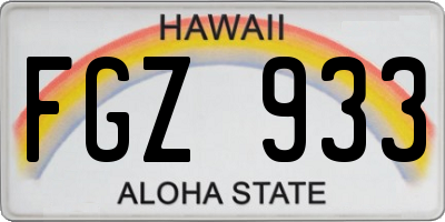 HI license plate FGZ933