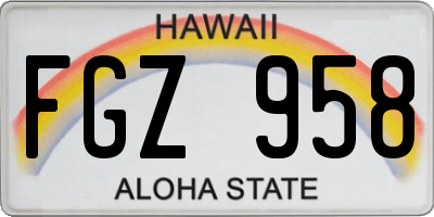 HI license plate FGZ958