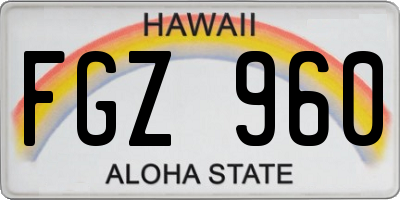 HI license plate FGZ960