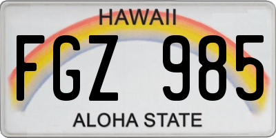 HI license plate FGZ985