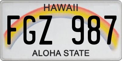HI license plate FGZ987