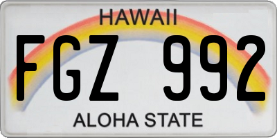 HI license plate FGZ992