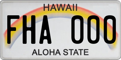 HI license plate FHA000