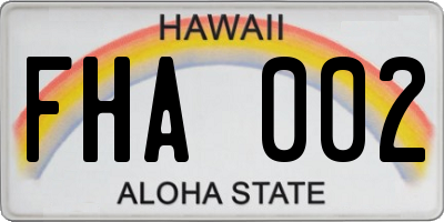 HI license plate FHA002