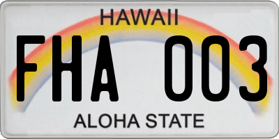 HI license plate FHA003