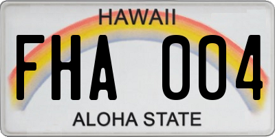 HI license plate FHA004