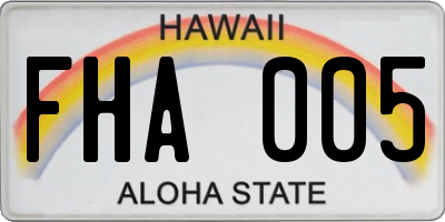 HI license plate FHA005