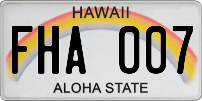 HI license plate FHA007