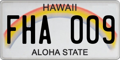 HI license plate FHA009