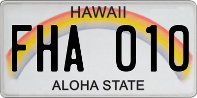 HI license plate FHA010