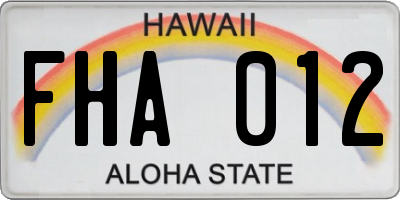 HI license plate FHA012