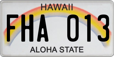 HI license plate FHA013
