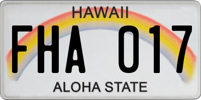 HI license plate FHA017