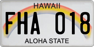 HI license plate FHA018