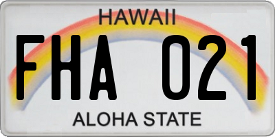 HI license plate FHA021