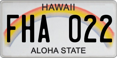 HI license plate FHA022