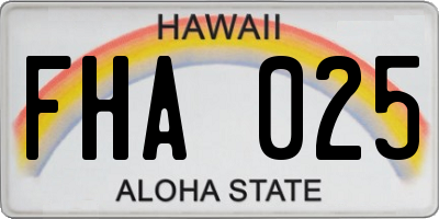 HI license plate FHA025