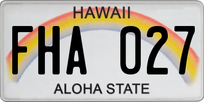 HI license plate FHA027