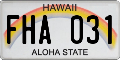 HI license plate FHA031