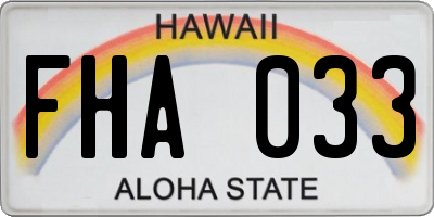 HI license plate FHA033