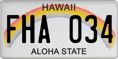HI license plate FHA034
