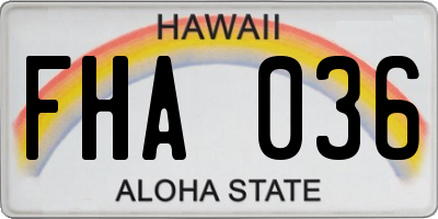 HI license plate FHA036