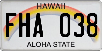 HI license plate FHA038