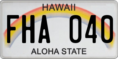 HI license plate FHA040