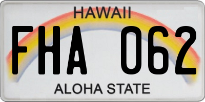 HI license plate FHA062