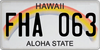 HI license plate FHA063