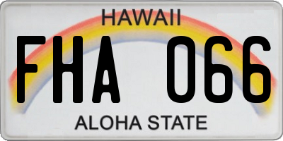 HI license plate FHA066