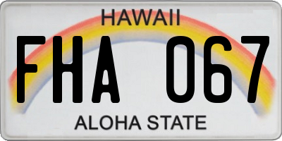 HI license plate FHA067