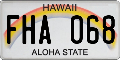 HI license plate FHA068