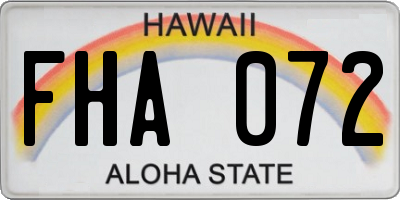 HI license plate FHA072