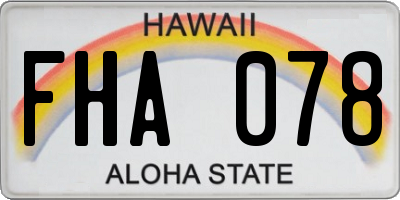 HI license plate FHA078