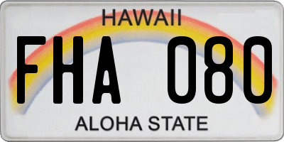 HI license plate FHA080