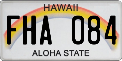 HI license plate FHA084