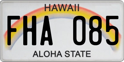 HI license plate FHA085