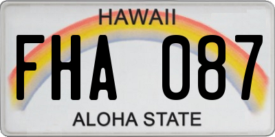 HI license plate FHA087