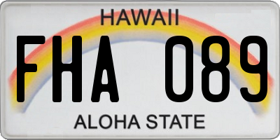 HI license plate FHA089